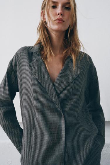 قميص مربعات ZW COLLECTION - أسود / أبيض الخاص بـ Zara