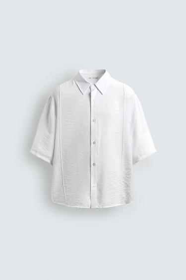CHEMISE FLUIDE TEXTURÉE - Blanc de Zara - Image 6
