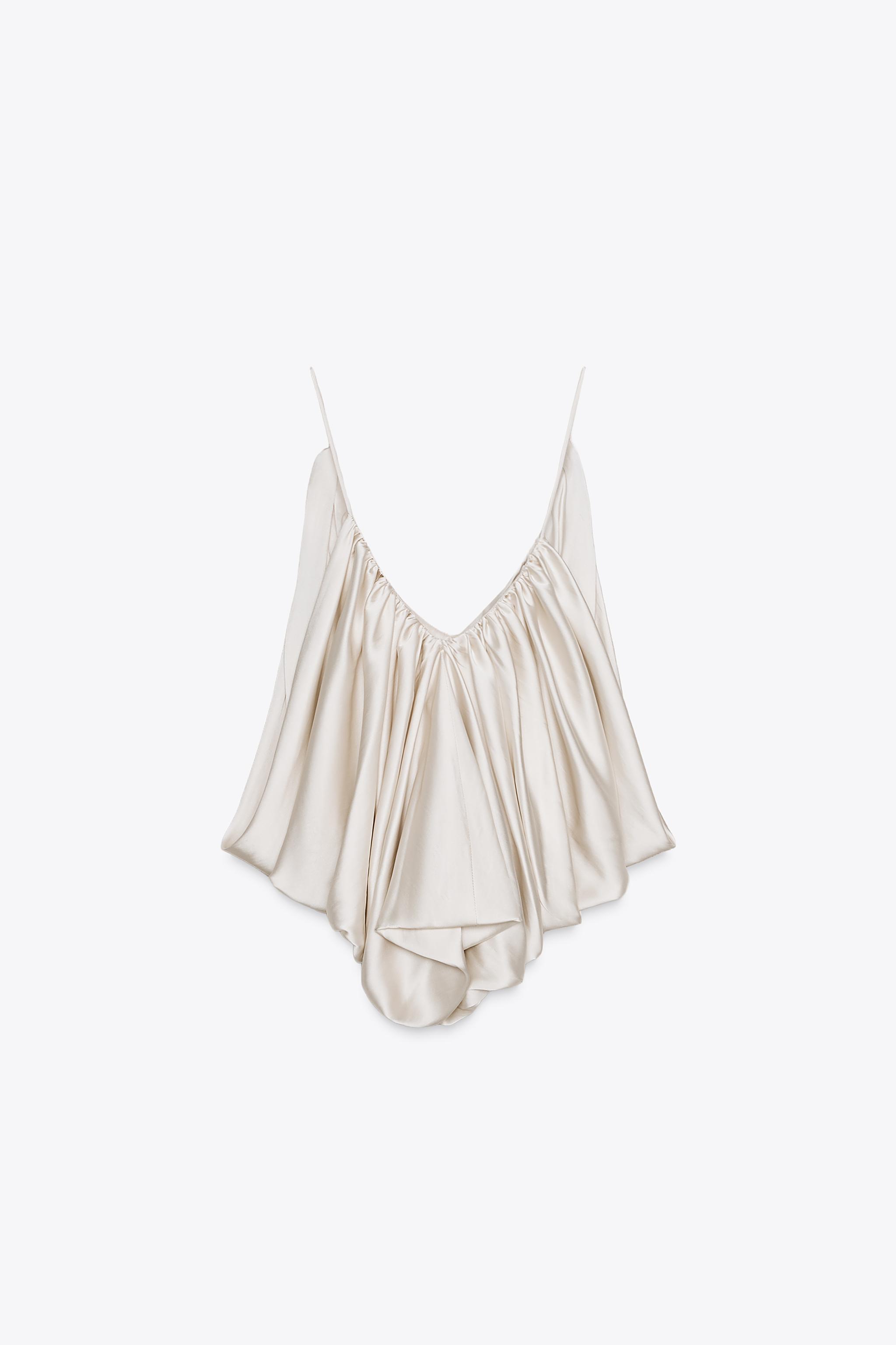 ZW COLLECTION DRAPED SATIN EFFECT TOP - Ecru | ZARA United