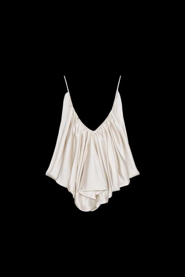 Zara ZW COLLECTION DRAPED SATIN EFFECT TOP - Ecru - Image 0