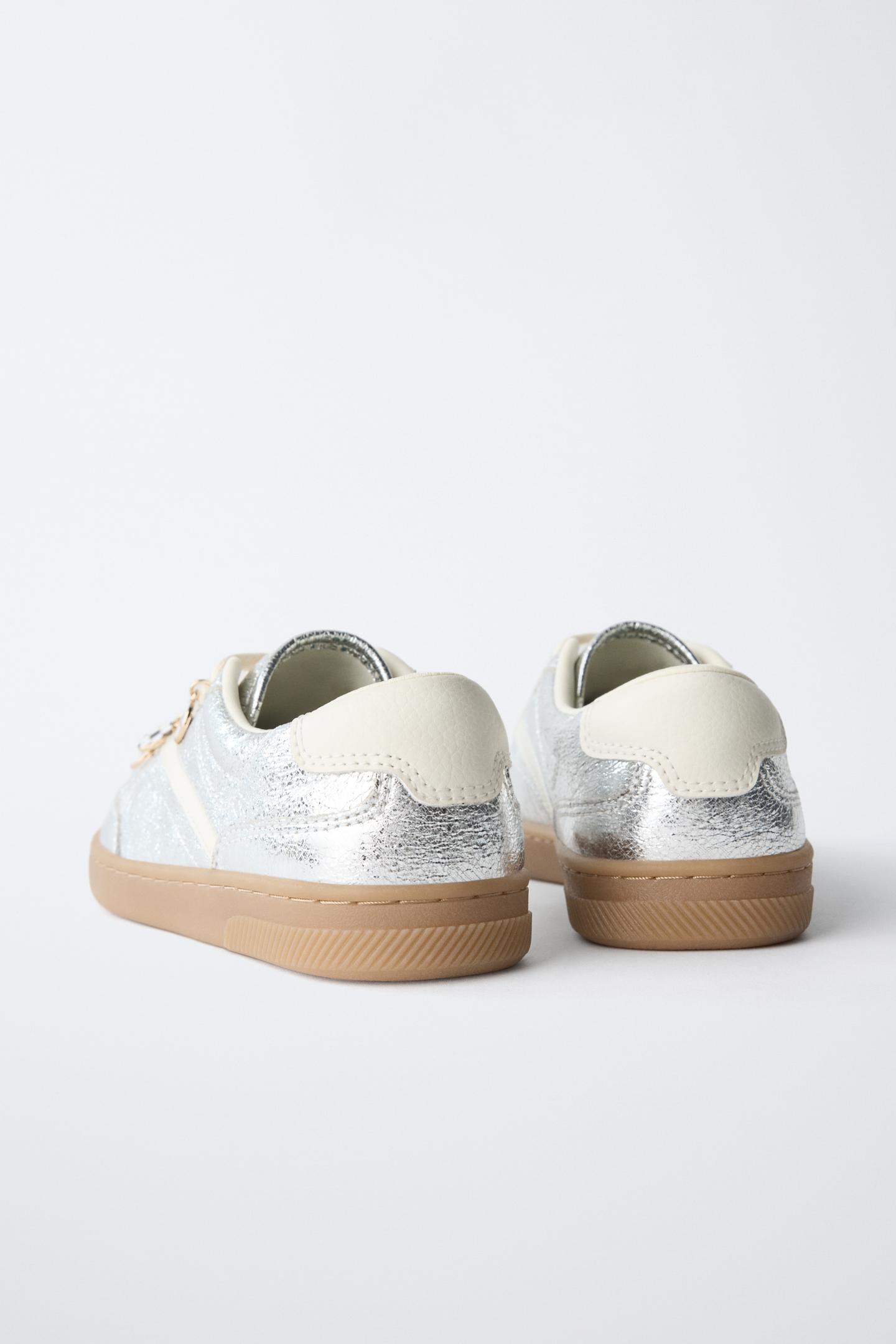 Детские кроссовки Zara Metallic, цвет: Серебряный — фото 7