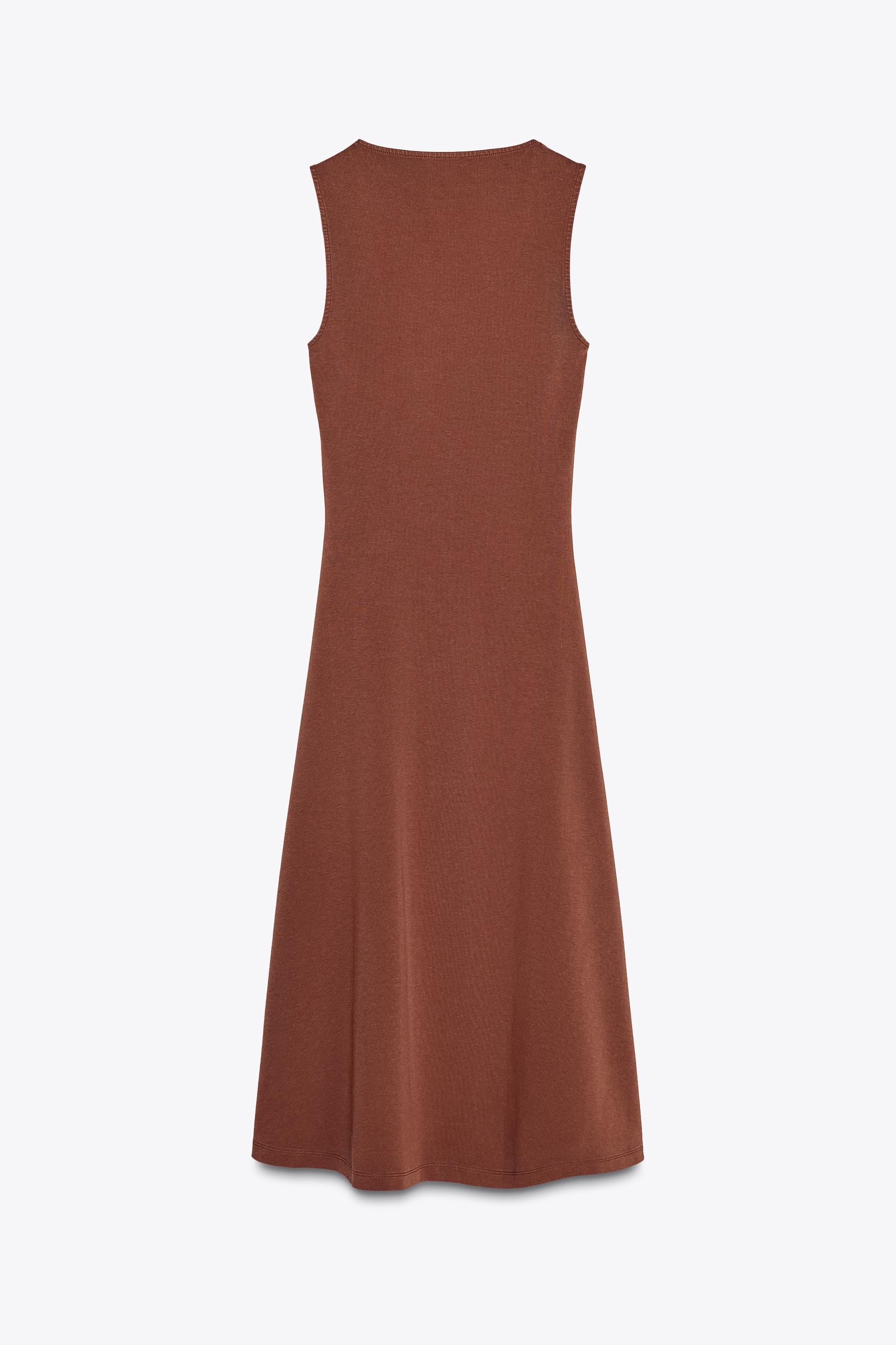 【ZARA】インターロック ミディ丈ワンピース 4174/185/800 ツイルミディ丈ワンピース - ミディアムグリーン | ZARA Japan