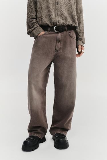 Zara BAGGY FIT 牛仔褲 - 棕色