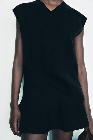 Zara SLIT FRONT TOP - Black