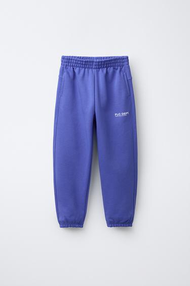 PANTALÓN FELPA JOGGER TEXTO - Azul claro de Zara