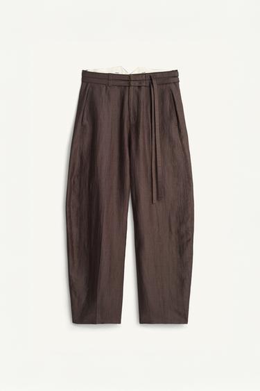 WIDE-LEG TROUSERS WITH BELTS - Brown / Taupe by Zara