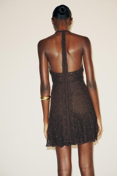 STUDDED SCARF DRESS - Chocolate by Zara - Image 3