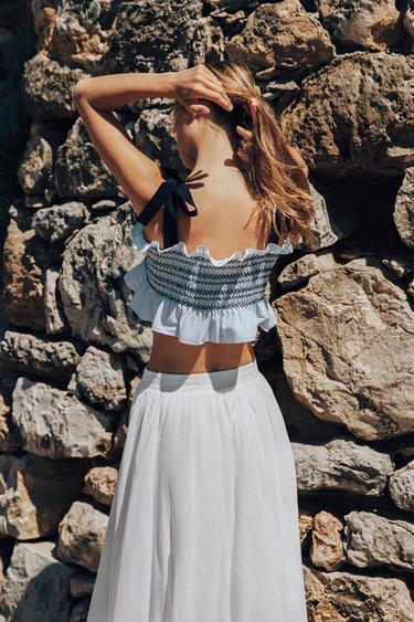 SMOCKED BOW TOP - Blue/White by Zara - Image 2