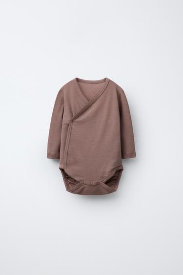 PACK OF TWO KIMONO NECK BODYSUITS WITH MERINO WOOL (WITH BOX) - Brown by Zara - Image 1