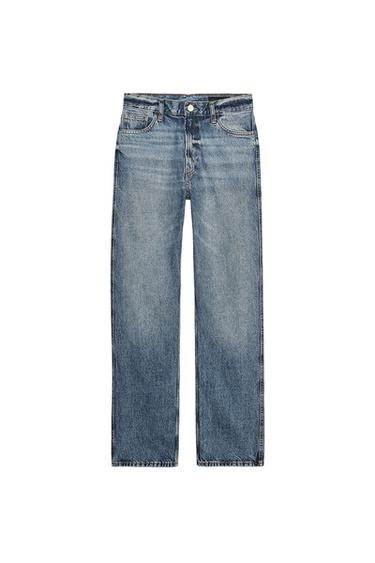 Zara STRAIGHT CUT HIGH WAIST JEANS ZW COLLECTION - Mid-blue