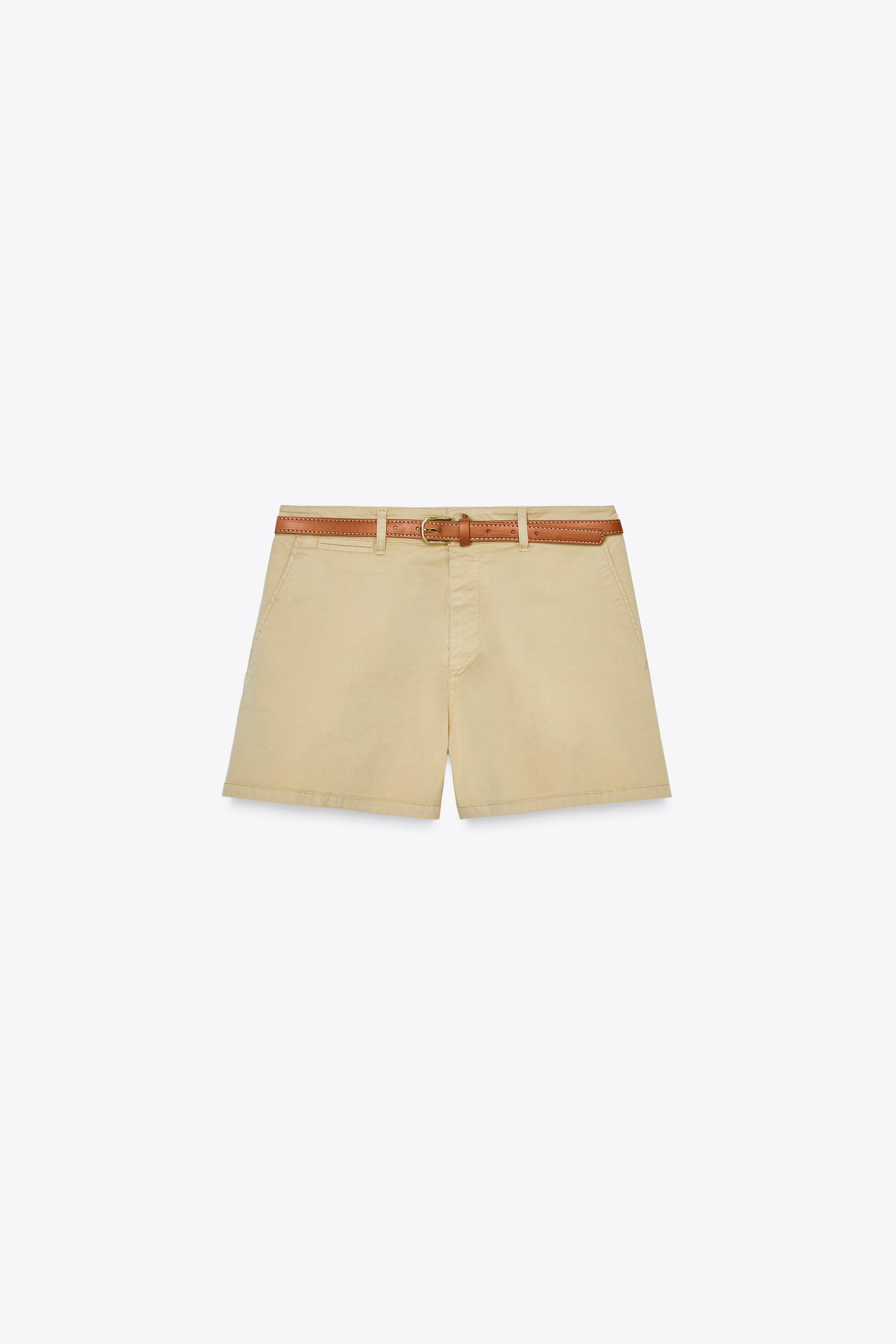 PLEATED SHORTS WITH BELT - Ecru | ZARA United States