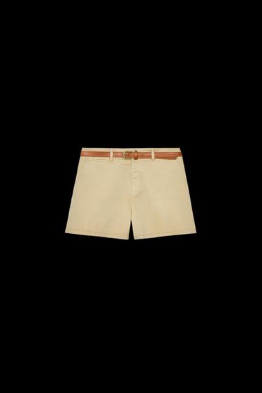 Zara PLEATED SHORTS WITH BELT - Light camel - Image 0