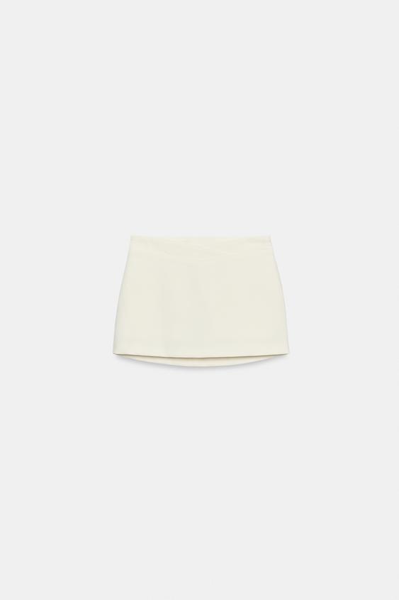 FALDA PANTALÓN CINTURA ASIMÉTRICA - Blanco roto de Zara - Imagen 0
