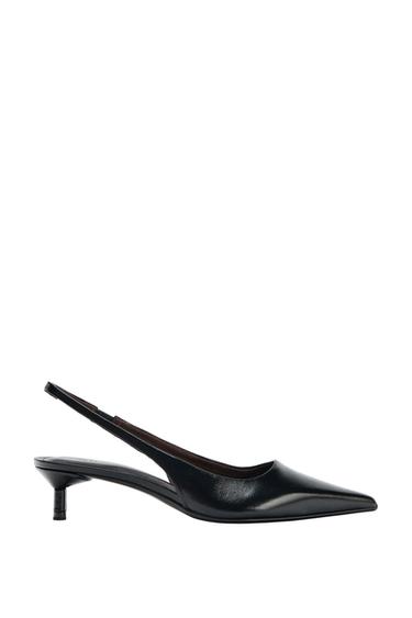 LEATHER SLINGBACK SHOES - Black by Zara