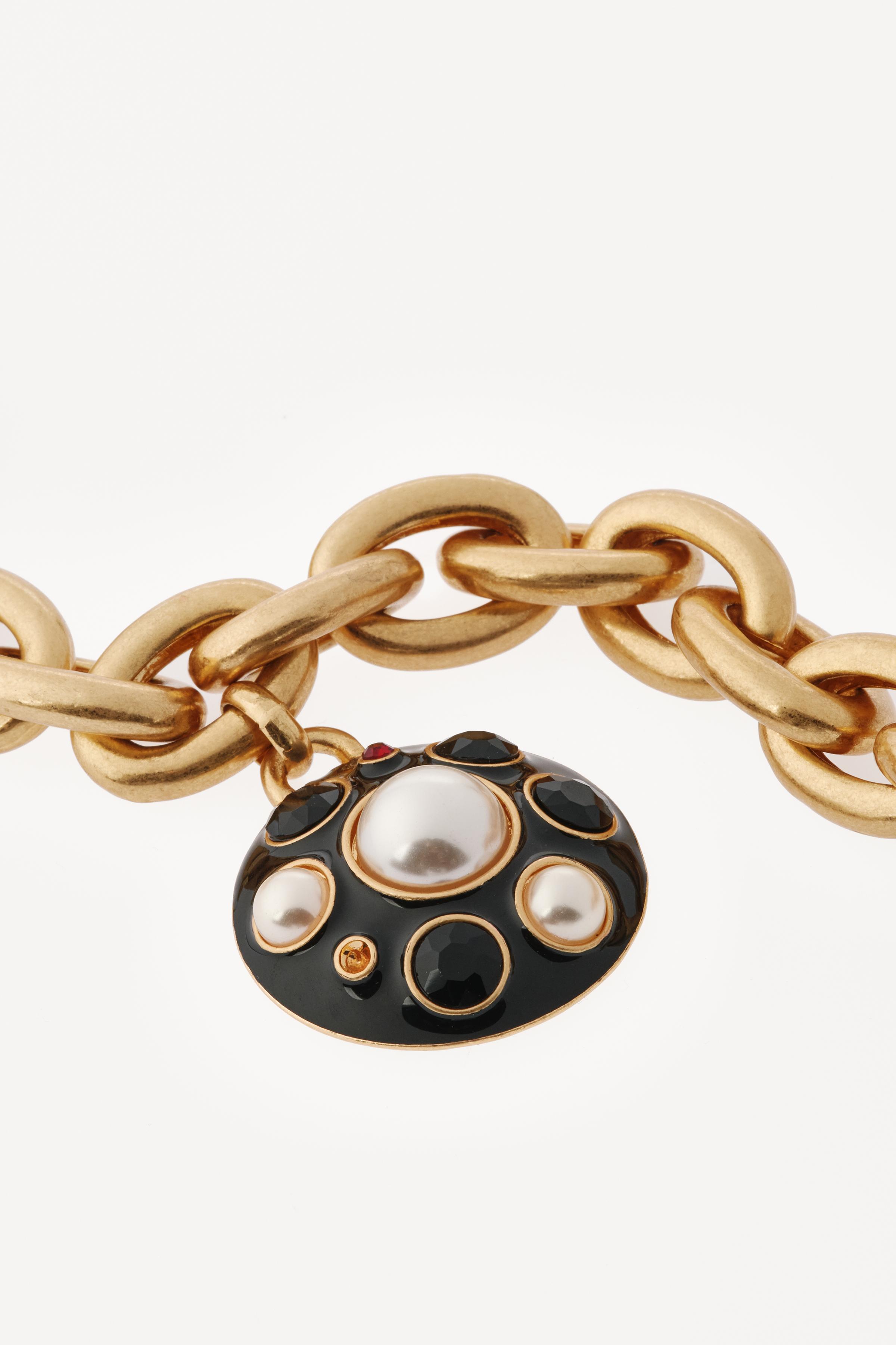 WILLY CHAVARRIA X ZARA PEARL JEWELED MAXI LINK NECKLACE - Golden