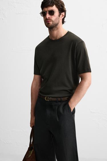 SUPIMA ® COTTON REGULAR FIT T-SHIRT - Dark brown by Zara - Image 5