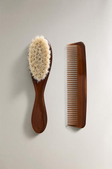 ACETATE BABY BRUSH AND COMB SET - Brown by Zara - Image 0
