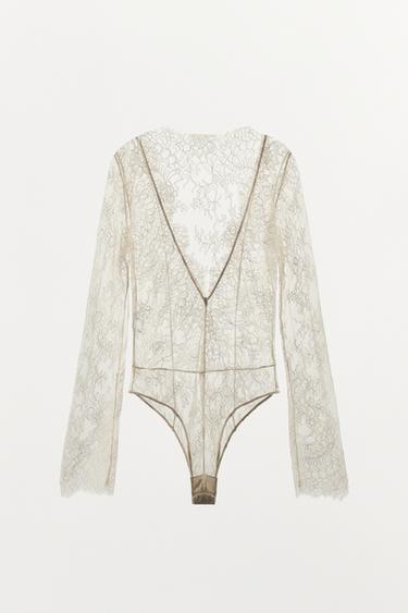 BODY EN DENTELLE - Écru de Zara - Image 6