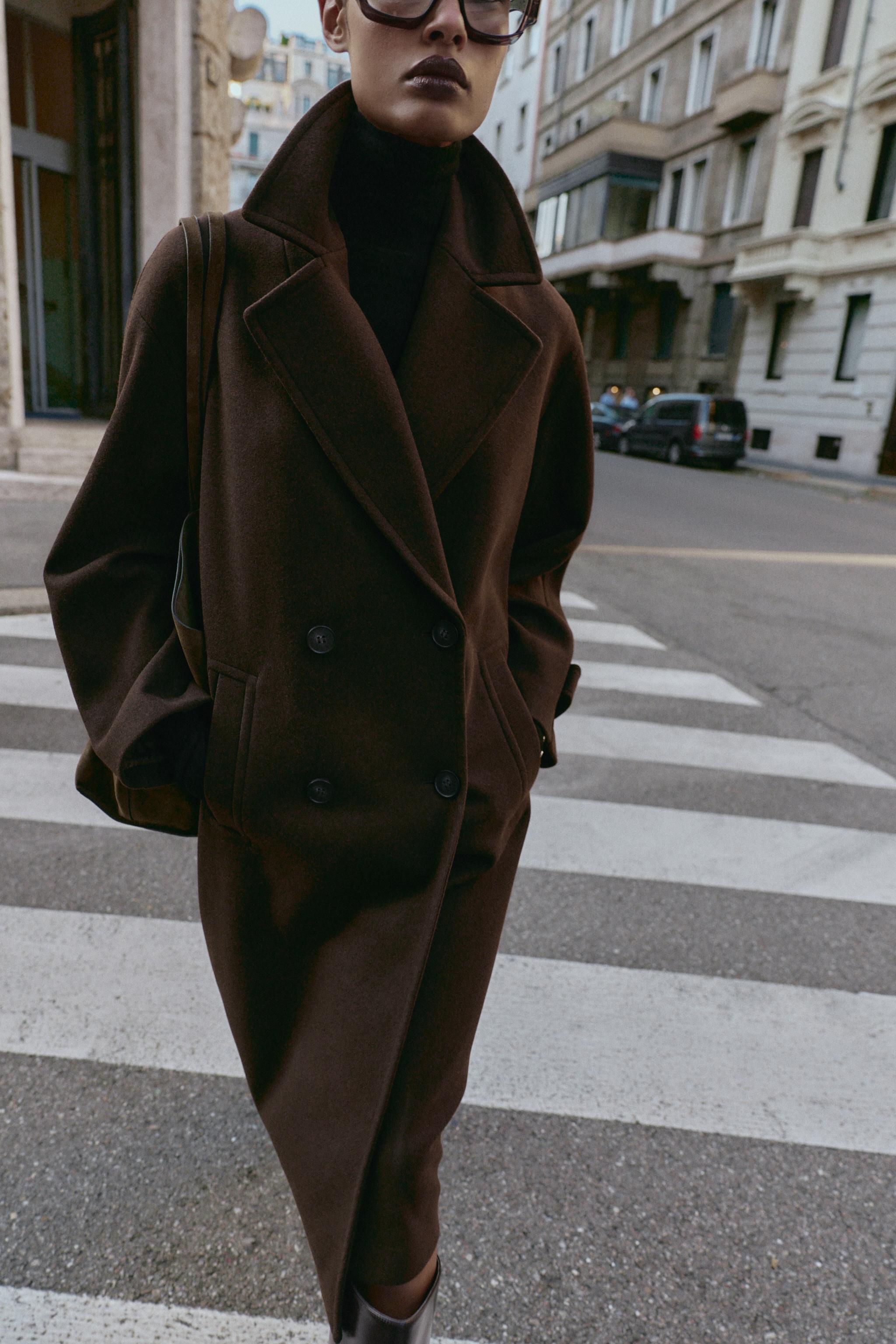 完売商品】オーバーサイズコート ブラウン ザラ ZARA XS ロングコート