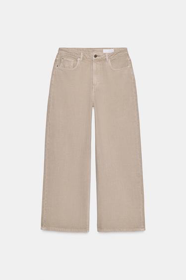 ZW COLLECTION WIDE-LEG HIGH-WAIST JEANS - Beige by Zara - Image 0