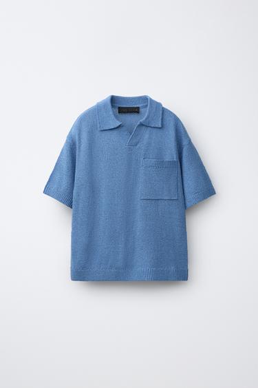 POLO ME THURJE RUSTIKE ME XHEP - Blu e errët nga Zara