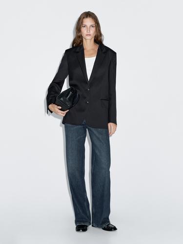 Blazer à deux boutons 100 % extra-fin - Bleu marine de Zara