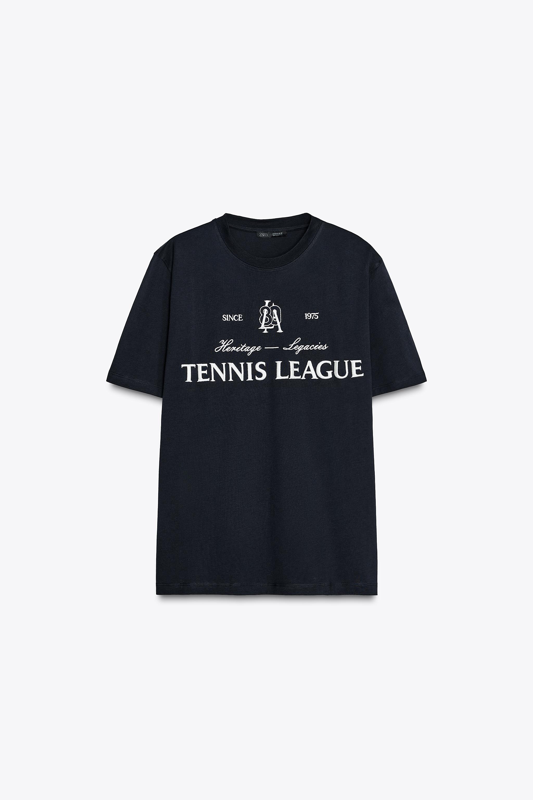 フロント刺繍入りTシャツ - ネイビーブルー | ZARA Japan / 日本