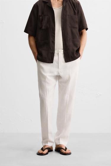 100% LINEN TROUSERS - White by Zara - Image 1