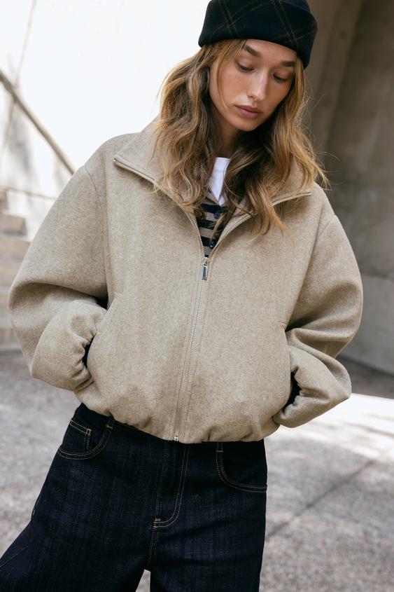 SOFT BOMBER JACKET - Beige by Zara - Image 1