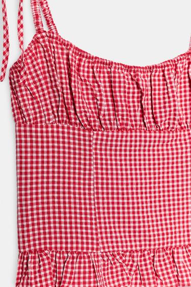 TOP À FRONCES ET CARREAUX VICHY - Rouge / Blanc de Zara - Image 6