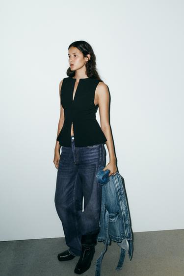 FITTED ZIP TOP - Black by Zara - Image 3