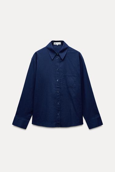 CAMISA CON LINO ZW COLLECTION - Índigo de Zara