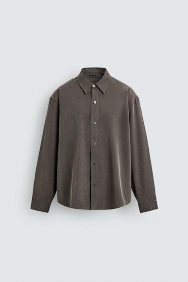 FLOWING RELAXED FIT SHIRT - mink brown by Zara