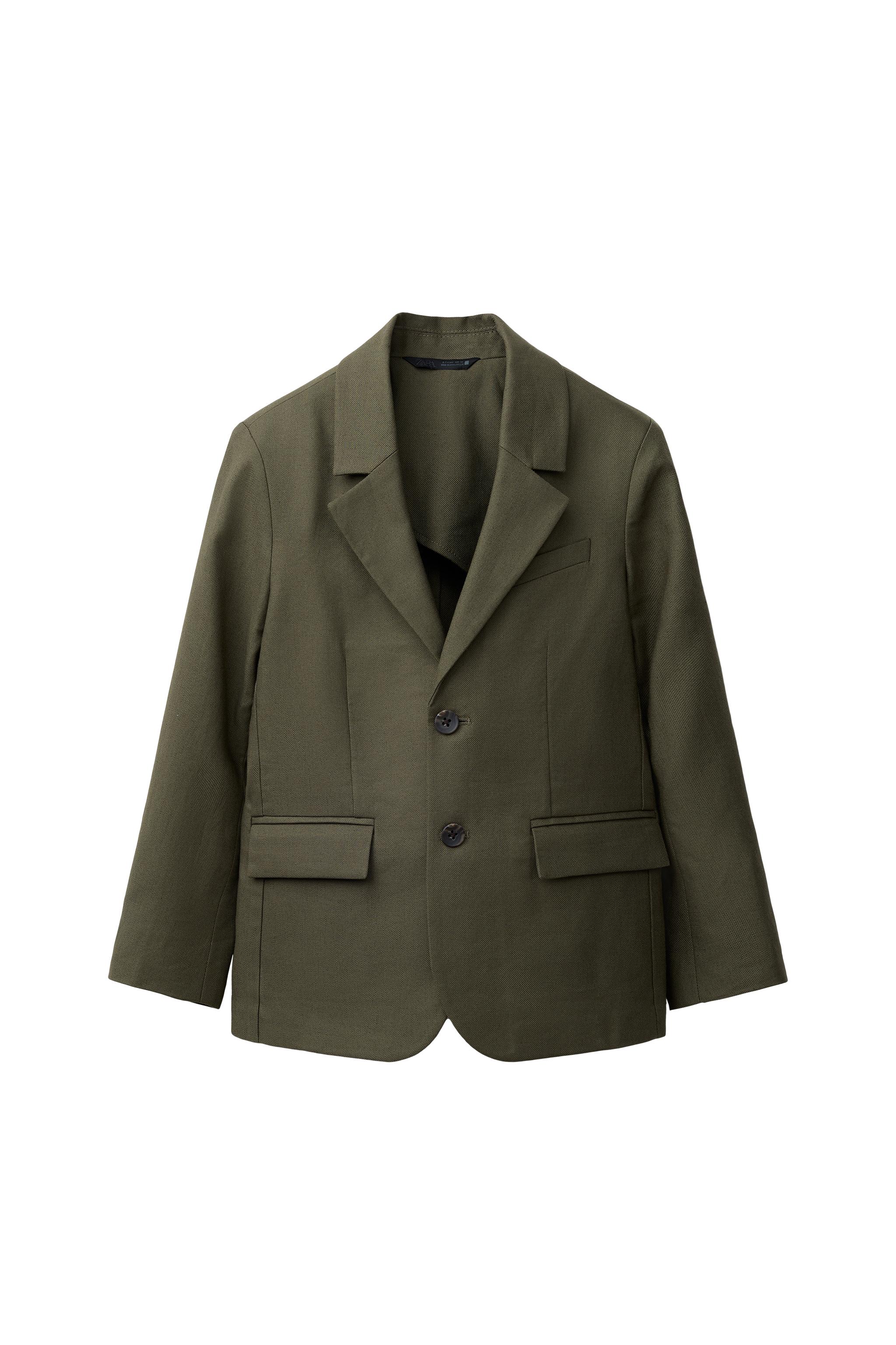 定価19,990円 コットン リネンスーツ ブレザー ラペルレス ZARA ザラ コットン＆リネンスーツブレザー - ネイビーブルー | ZARA Japan / 日本