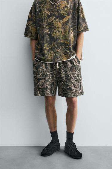 BERMUDA ESTAMPADA ABSTRATA - Caqui-claro da Zara