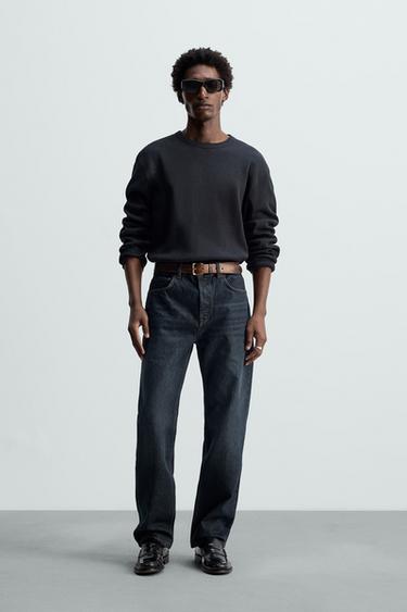 CAMISETA ESTRUCTURA CUADRILLÉ - Marino oscuro de Zara - Imagen 0