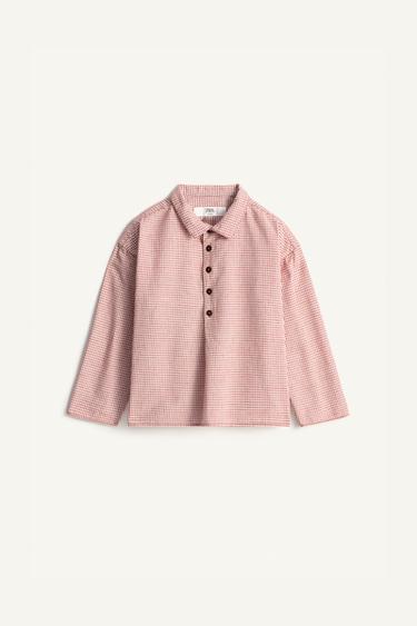 GERUIT KATOENEN OVERHEMD MET LINNEN LIMITED EDITION - Ecru / Rood van Zara