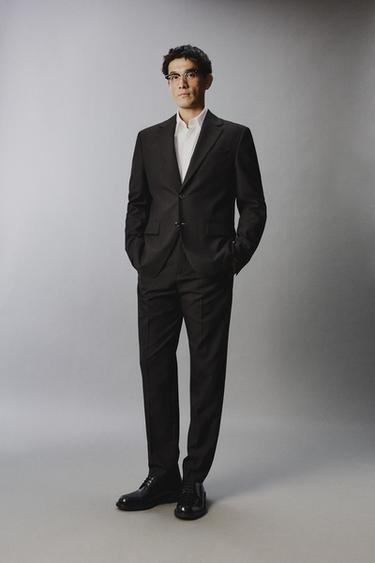 HOUNDSTOOTH SUIT BLAZER - Dark brown by Zara