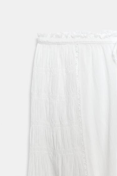PANTALON BOUFFANT DENTELLE ZW COLLECTION - Blanc cassé de Zara - Image 7