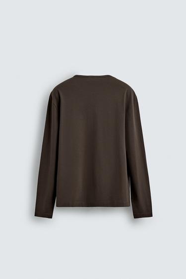 LIMITED EDITION HENLEY T-SHIRT - Brown by Zara - Image 7