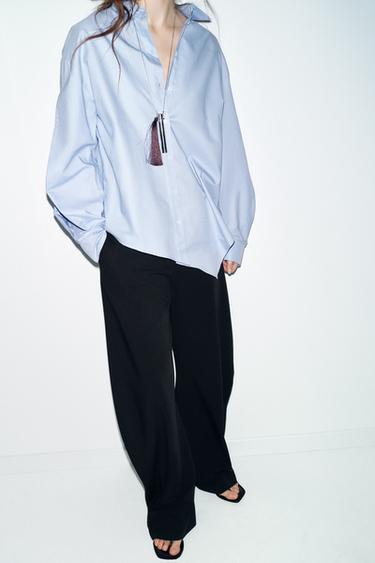 قميص أكسفورد غير متماثل - أزرق الخاص بـ Zara