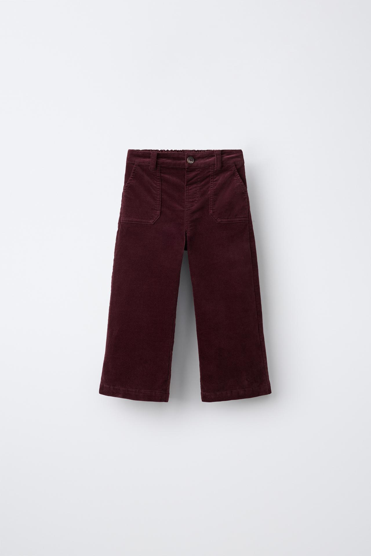 VELVET CULOTTE PANTS — Burgundy