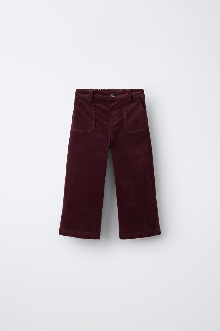 VELVET CULOTTE PANTS — Burgundy