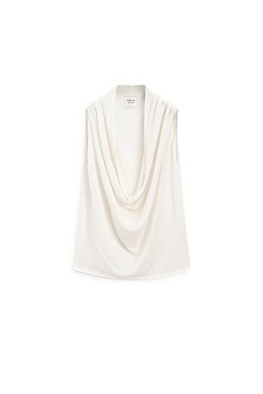 Zara Silk blend top with cowl neckline - LIMITED EDITION - White