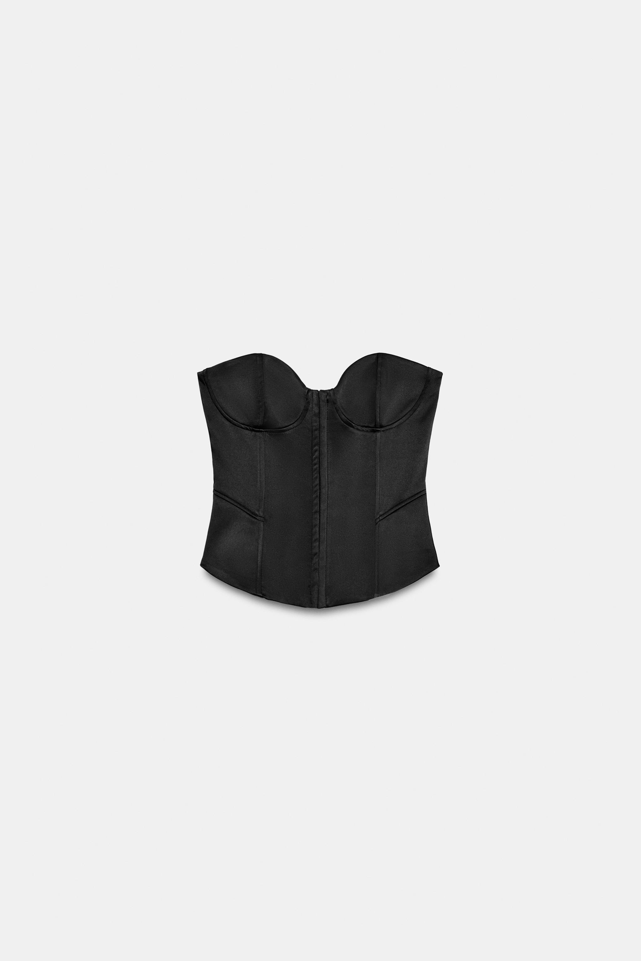 Zara KORSE TARZI SATEN STRAPLEZ TOP görsel 6