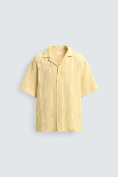 REGULAR FIT STRIPED JACQUARD SHIRT - Yellow by Zara