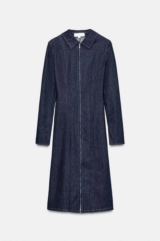 denim long sleeve dress zara Zara denim dress long sleeve