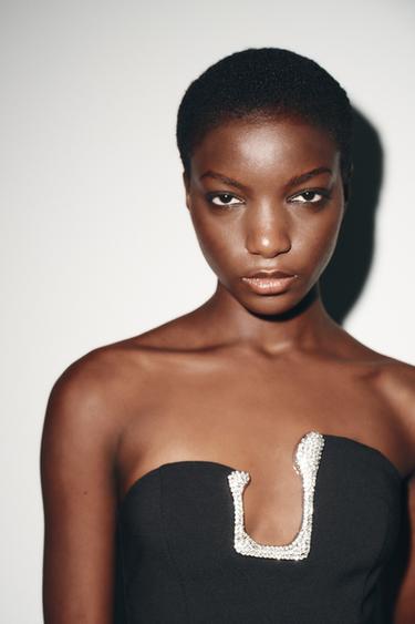 TOP BUSTIER À BRILLANTS - Noir de Zara - Image 2