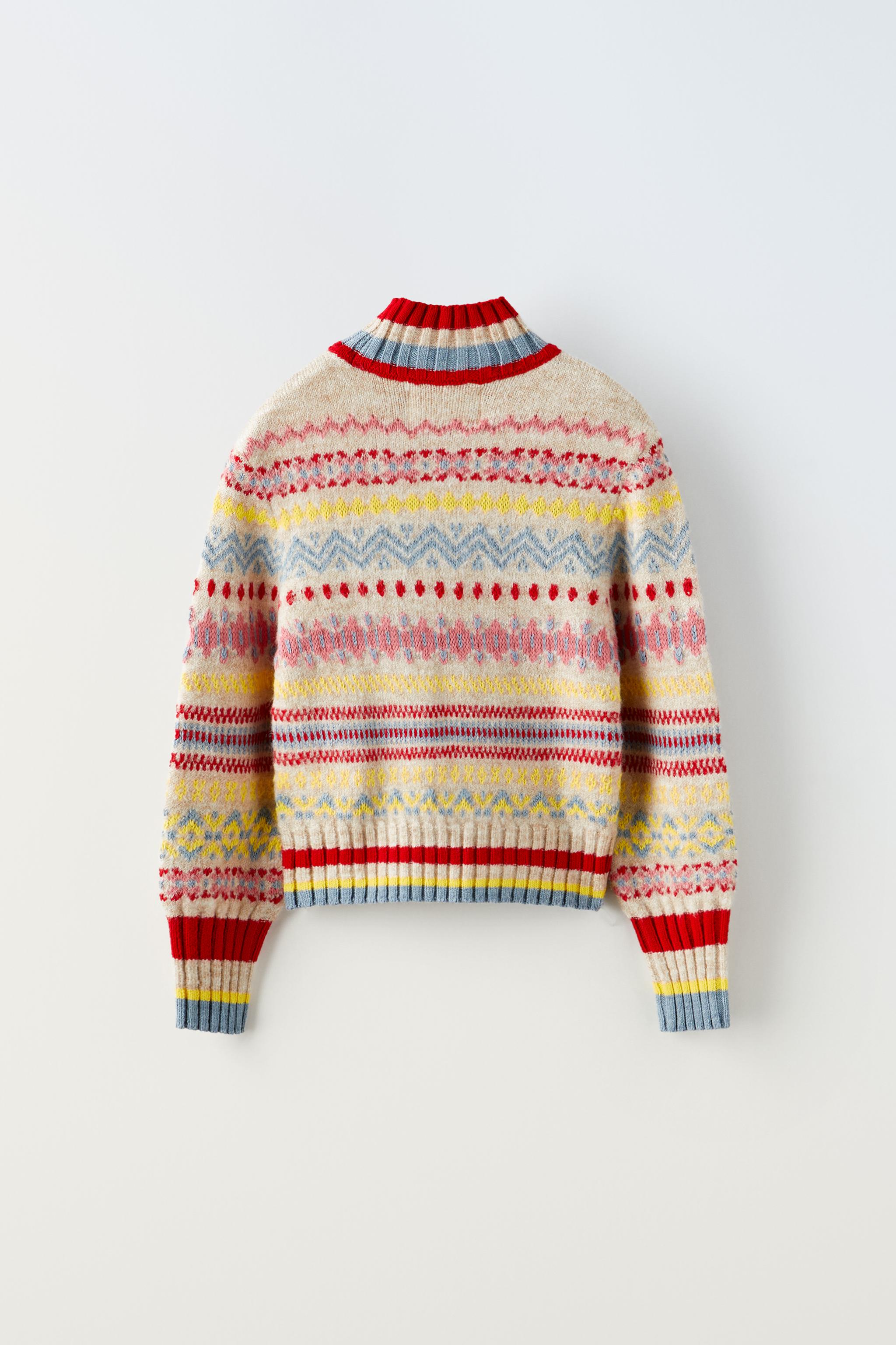 ZIPPERED CABLE-KNIT CARDIGAN - Red