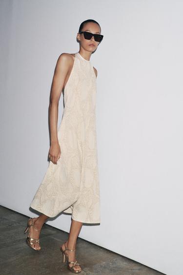 ROBE HALTER JACQUARD - Doré de Zara - Image 3